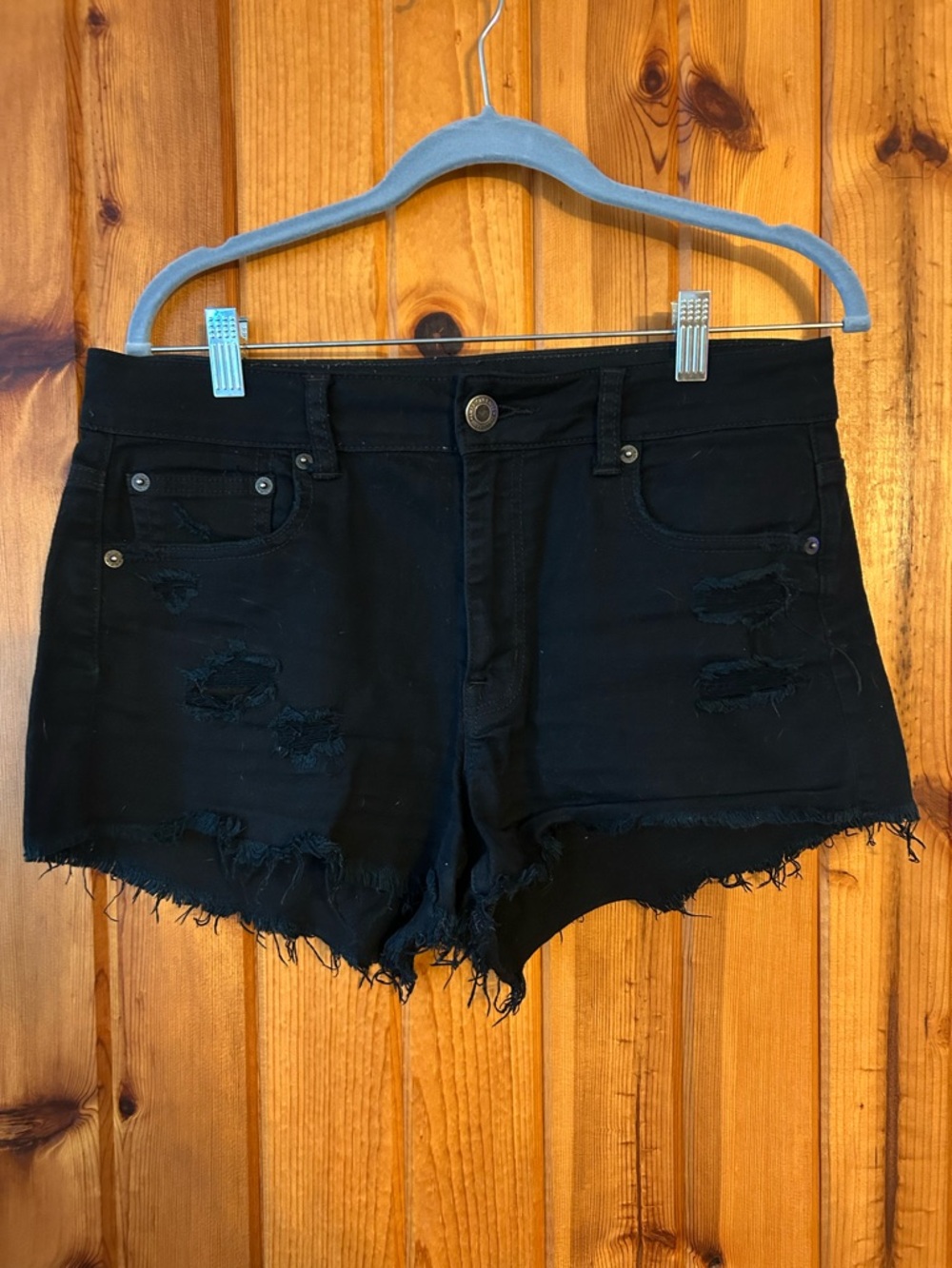 American Eagle Outfitters Black Distressed Jean Shorts